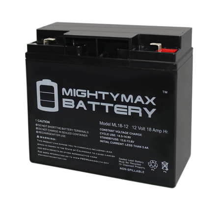 MIGHTY MAX BATTERY 12V 18AH F2 SLA Replacement Battery for Power Rite PRB1218 ML18-12F256